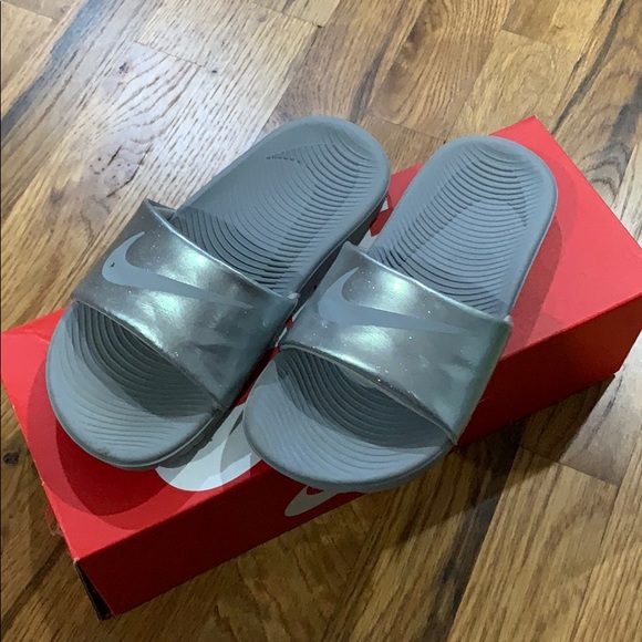 Nike Other - Nike glitter silver slides